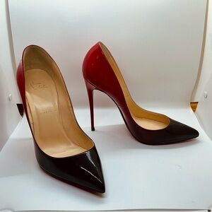 Christian Louboutin Pigalle Follies 120, 41.5, Red/Black patent Degrade
